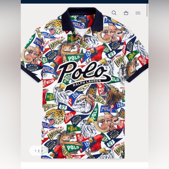 Polo Ralph Lauren mascot multi pattern polo flag mesh custom fit Sz 3XL - Picture 1 of 10